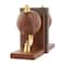 9" Brown Leather Globe Handmade Stitched Bookends Set